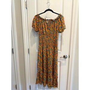 LIKE NEW Orange Floral Boho Style Maxi Dress – Size L - Ace Fashion